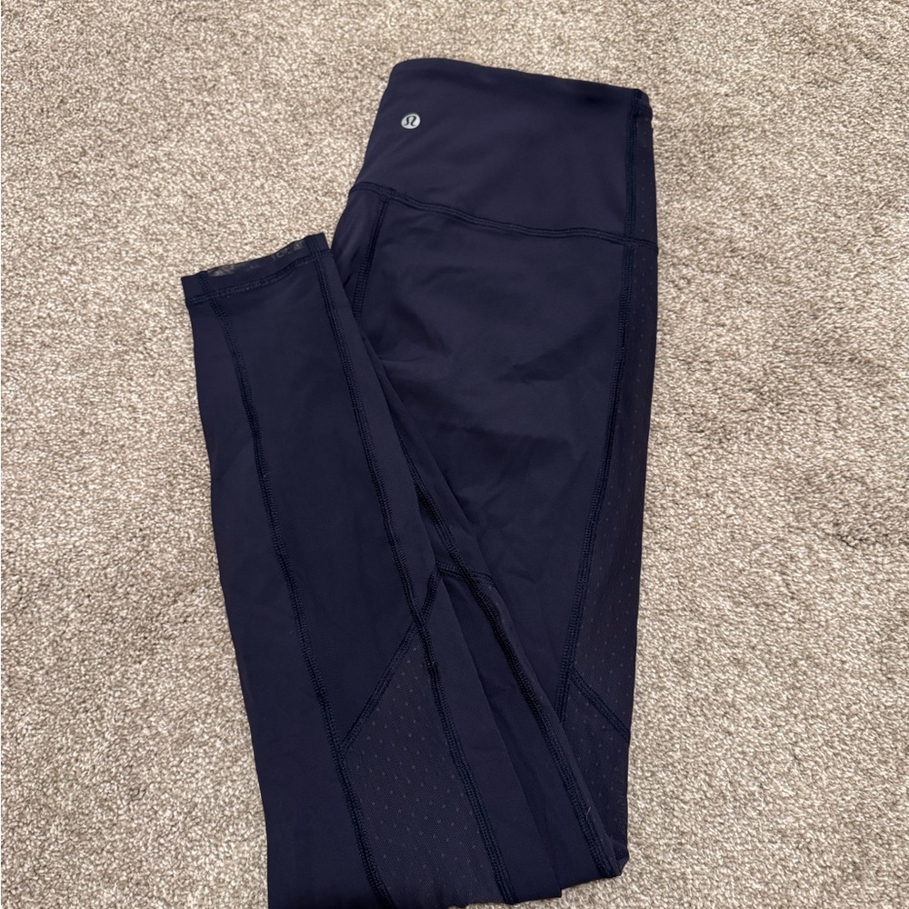 Lulu lemon navy blue mesh side legging